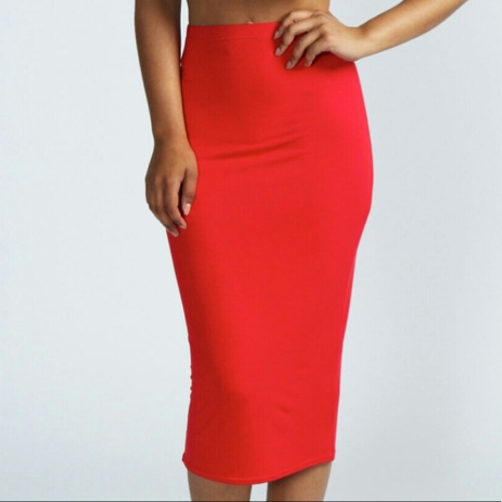 🌶HP🌶 H&M Red Robbed Bodycon Skirt 1